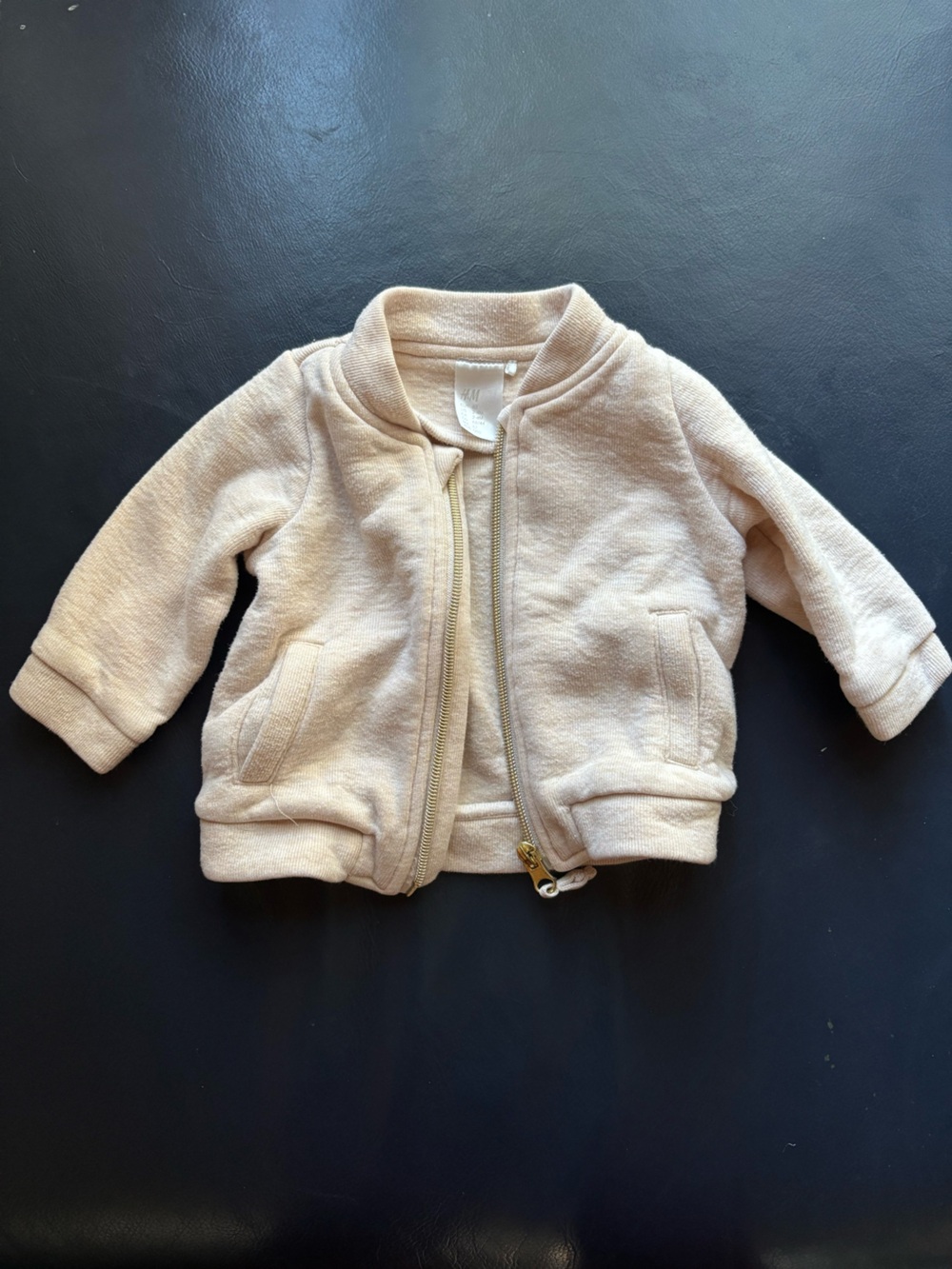 H&M Cream Knit Zip-Up Jacket with Gold Zipper